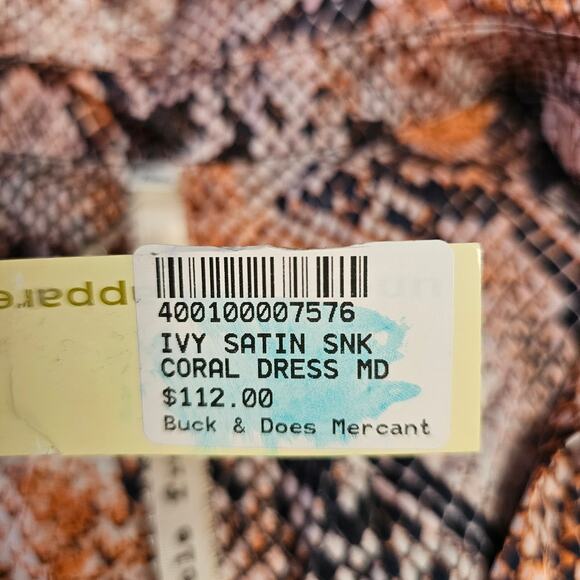 Uncle Frank Women's Satin Snake Print Mini Dress Sz M V-Neck Ruffle Bell Sleeves - Picture 7 of 9